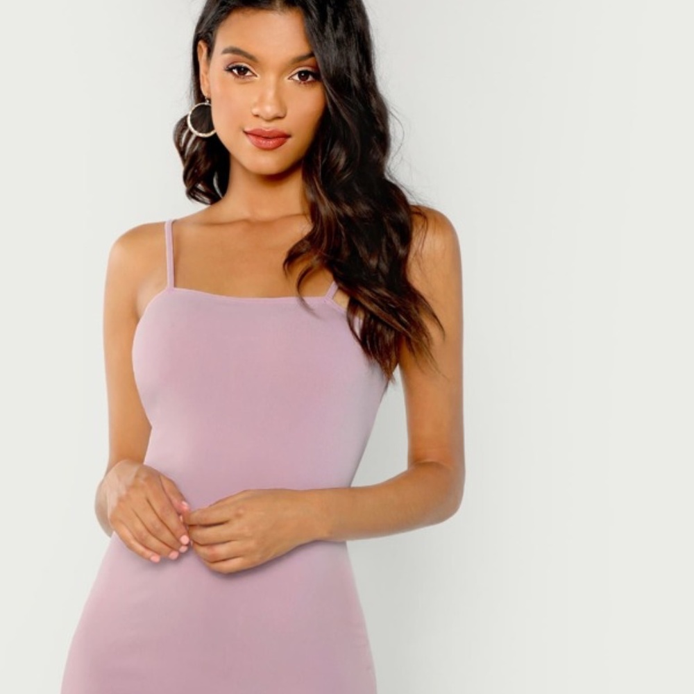 Form Fitting Slit Hem Cami Dress